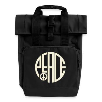 Peace Art Deco Typography - Roll Top Backpack with Two Handles - black - Front