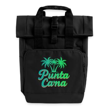 Vacances caribéennes à Punta Cana avec palmiers - Sac à dos Roll Top à deux anses - noir - Devant