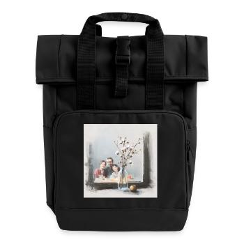 Petit déjeuner en famille - Sac à dos Roll Top à deux anses - noir - Devant