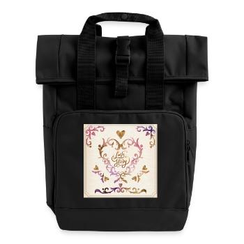 Elegantes Vintage Herz Ornament Design - Rolltop Rucksack mit zwei Griffen - Schwarz - Vorne