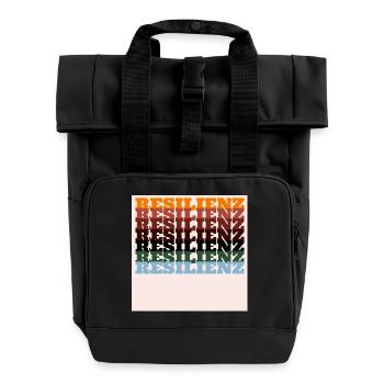 Resilience Colored Print Typography - Roll Top Backpack with Two Handles - black - Front