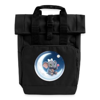 Mondkusch Elefant mit Lolli - Rolltop Rucksack mit zwei Griffen - Schwarz - Vorne