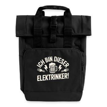 Je suis ce motif Elektrinker – Bière drôle - Sac à dos Roll Top à deux anses - noir - Devant