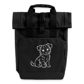Kuschelhund Outline Zeichnung - Rolltop Rucksack mit zwei Griffen - Schwarz - Vorne