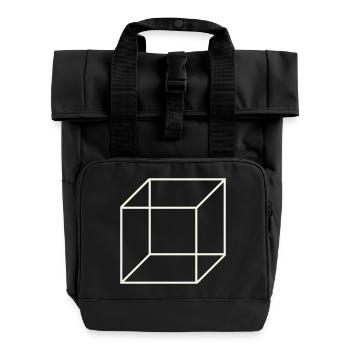Geometric Wire Cube - Roll Top Backpack with Two Handles - black - Front