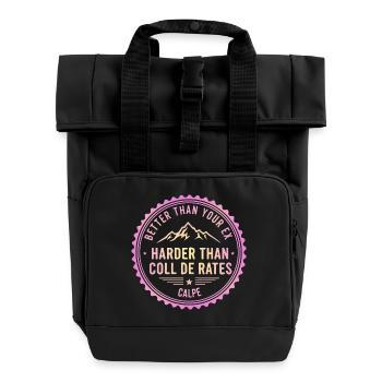 Calpe Coll derates besser als dein Ex - Rolltop Rucksack mit zwei Griffen - Schwarz - Vorne