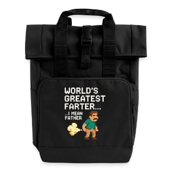 T-shirt drôle pour la fête des pères pour un papa gamer Pixel Art - Sac à dos Roll Top à deux anses - noir - Devant