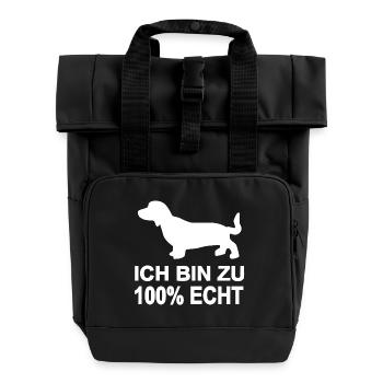 Dackel - Rolltop Rucksack mit zwei Griffen - Schwarz - Vorne