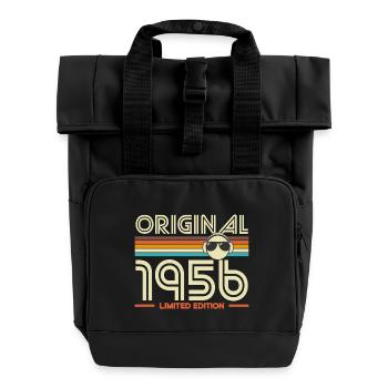 Originale Retro-Streifen von 1956 - Rolltop Rucksack mit zwei Griffen - Schwarz - Vorne