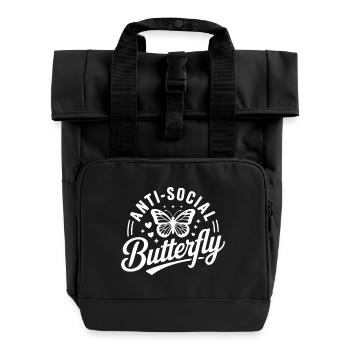 Logo antisocial du papillon - Sac à dos Roll Top à deux anses - noir - Devant