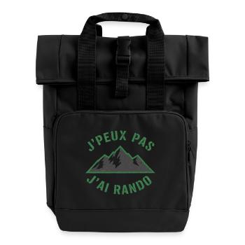 Green Mountains and Slogan Hiking - Roll Top Backpack with Two Handles - black - Front