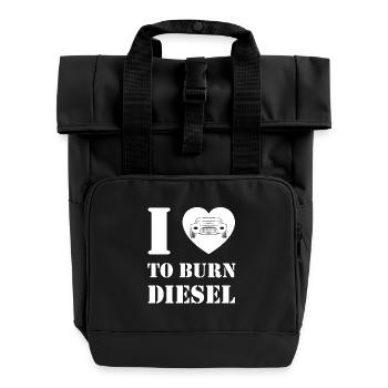 Ich liebe Dieselverbrennung - Rolltop Rucksack mit zwei Griffen - Schwarz - Vorne