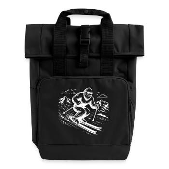 Bigfoot Sasquatch Skifahrer in den Bergen - Rolltop Rucksack mit zwei Griffen - Schwarz - Vorne