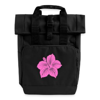 Hibiskusblüte - Rolltop Rucksack mit zwei Griffen - Schwarz - Vorne