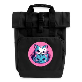 Kätzchen Umarmung Duo - Rolltop Rucksack mit zwei Griffen - Schwarz - Vorne