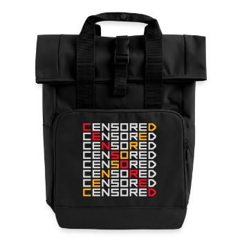 Censored Funny Statement Freedom Logo - Roll Top Backpack with Two Handles - black - Front