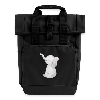 Cute Little Elephant. - Roll Top Backpack with Two Handles - black - Front