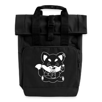 Metal-Fuchs mit Dose - Rolltop Rucksack mit zwei Griffen - Schwarz - Vorne