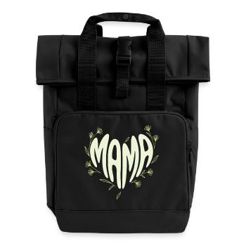 Mama Blütenherz - Rolltop Rucksack mit zwei Griffen - Schwarz - Vorne