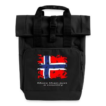 Norway flag vintage - Roll Top Backpack with Two Handles - black - Front