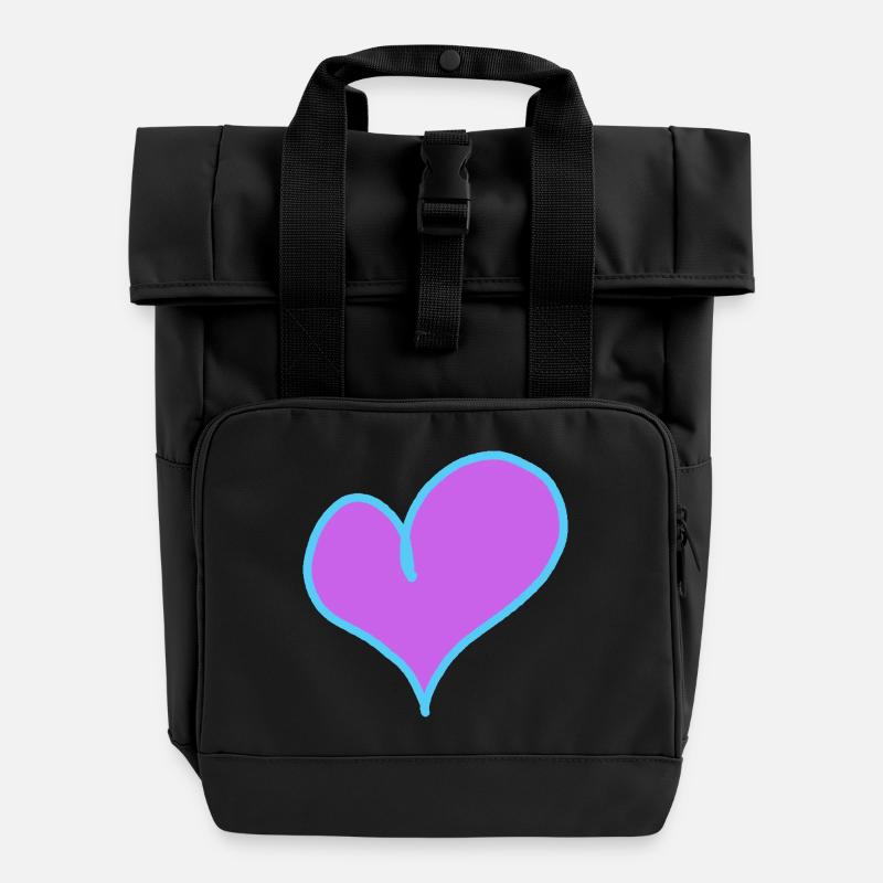 Heart Valentin Dear Girlfriend Friend - Roll Top Backpack with Two Handles - black