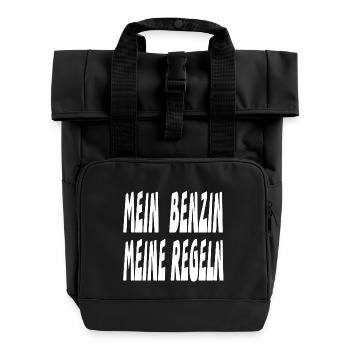 Benzin - Rolltop Rucksack mit zwei Griffen - Schwarz - Vorne