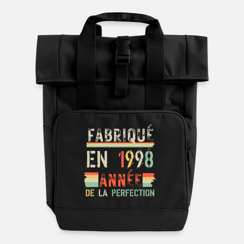Fabriqué en 1998 Année Parfaite - Sac à dos Roll Top à deux anses - noir