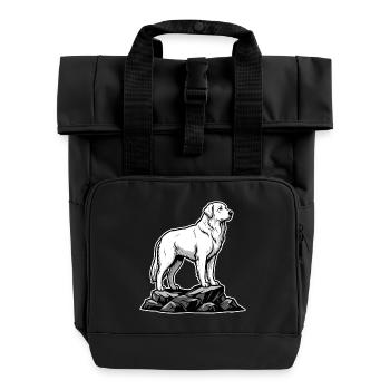 Hund Pyrenäische Bergpatou auf Felsen - Rolltop Rucksack mit zwei Griffen - Schwarz - Vorne