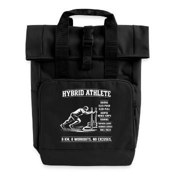 Hybrid Athlet Sled Push Fitness - Rolltop Rucksack mit zwei Griffen - Schwarz - Vorne