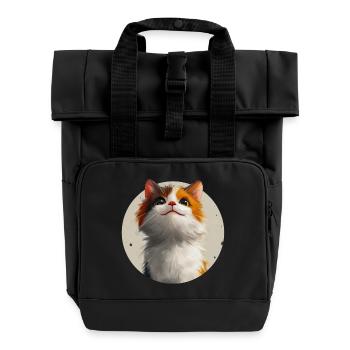süße Katze - Rolltop Rucksack mit zwei Griffen - Schwarz - Vorne