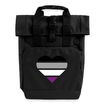 Pride Flag Heart · Asexual - Roll Top Backpack with Two Handles - black - Front