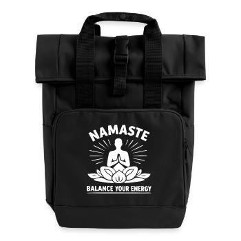 Namaste Balance Your Energy Yoga Meditation - Rolltop Rucksack mit zwei Griffen - Schwarz - Vorne