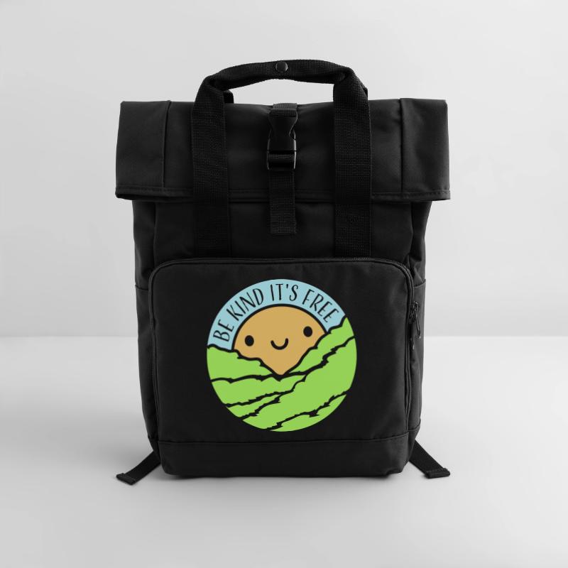 Be Kind It's Free Kindness Statement Saying Roll Top Backpack with Two Handles