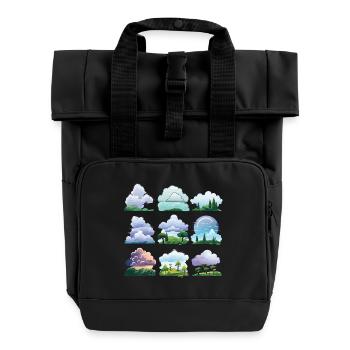 Cloudscapes Cartoon Set - Roll Top Backpack with Two Handles - black - Front