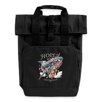 Andenken an den Buckelwal Hope/ Timmy - Rolltop Rucksack mit zwei Griffen - Schwarz - Vorne