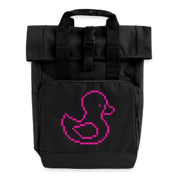 Pixelente Pink Muster - Rolltop Rucksack mit zwei Griffen - Schwarz - Vorne