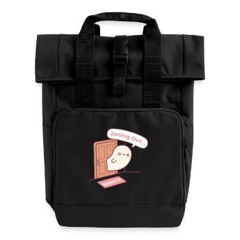Cute Ghost Zoning Out The Door - Roll Top Backpack with Two Handles - black - Front