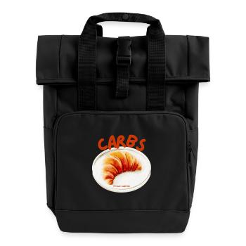Carbs Croissant Snack - Roll Top Backpack with Two Handles - black - Front