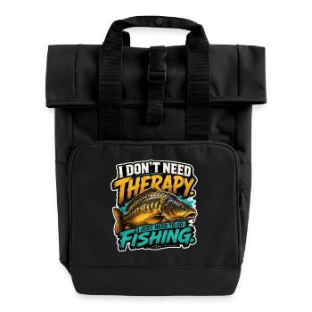 Mirror Carp Fishing Funny Angler Design - Roll Top Backpack with Two Handles - black - Front