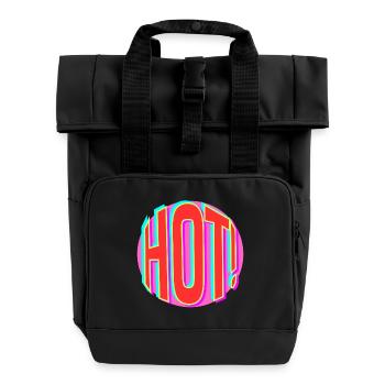 Neon Hot Retro Schriftzug - Rolltop Rucksack mit zwei Griffen - Schwarz - Vorne