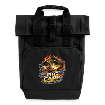 Große Karpfenenergie - Rolltop Rucksack mit zwei Griffen - Schwarz - Vorne