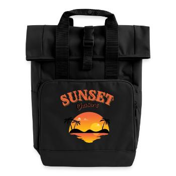 Sunset Chasers Tropical Evening Vibes - Roll Top Backpack with Two Handles - black - Front