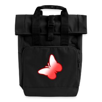Schmetterling - Rolltop Rucksack mit zwei Griffen - Schwarz - Vorne