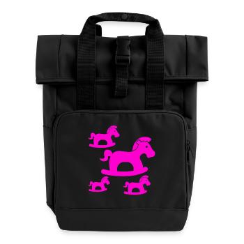 Chevaux - Sac à dos Roll Top à deux anses - noir - Devant