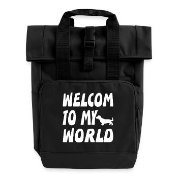 Dackel - Rolltop Rucksack mit zwei Griffen - Schwarz - Vorne