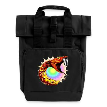 Kosmische Schlange - Rolltop Rucksack mit zwei Griffen - Schwarz - Vorne