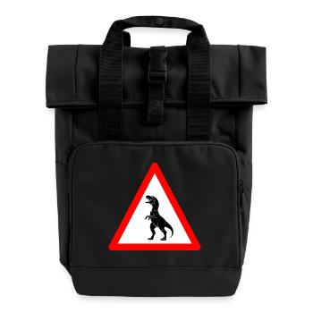 Hüte dich vor Tyrannosaurus Rex voraus - Rolltop Rucksack mit zwei Griffen - Schwarz - Vorne