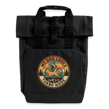 My Dog Loves Turbo Mode E-MTB Retro - Roll Top Backpack with Two Handles - black - Front