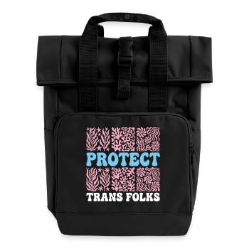 Pride Month LGBTQ - Protect Trans Folks - Roll Top Backpack with Two Handles - black - Front