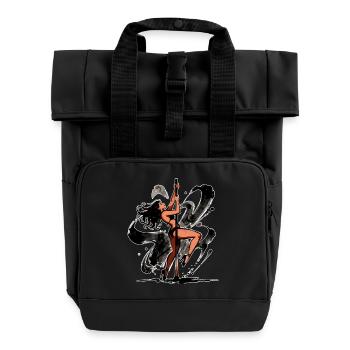 Sexy Pole Dance Silhouette – Athletisch & Elegant - Rolltop Rucksack mit zwei Griffen - Schwarz - Vorne
